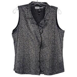 Jamie Sadock Women's Large Grey Black Animal Print Stretch‎ Knit Sleeveless Top